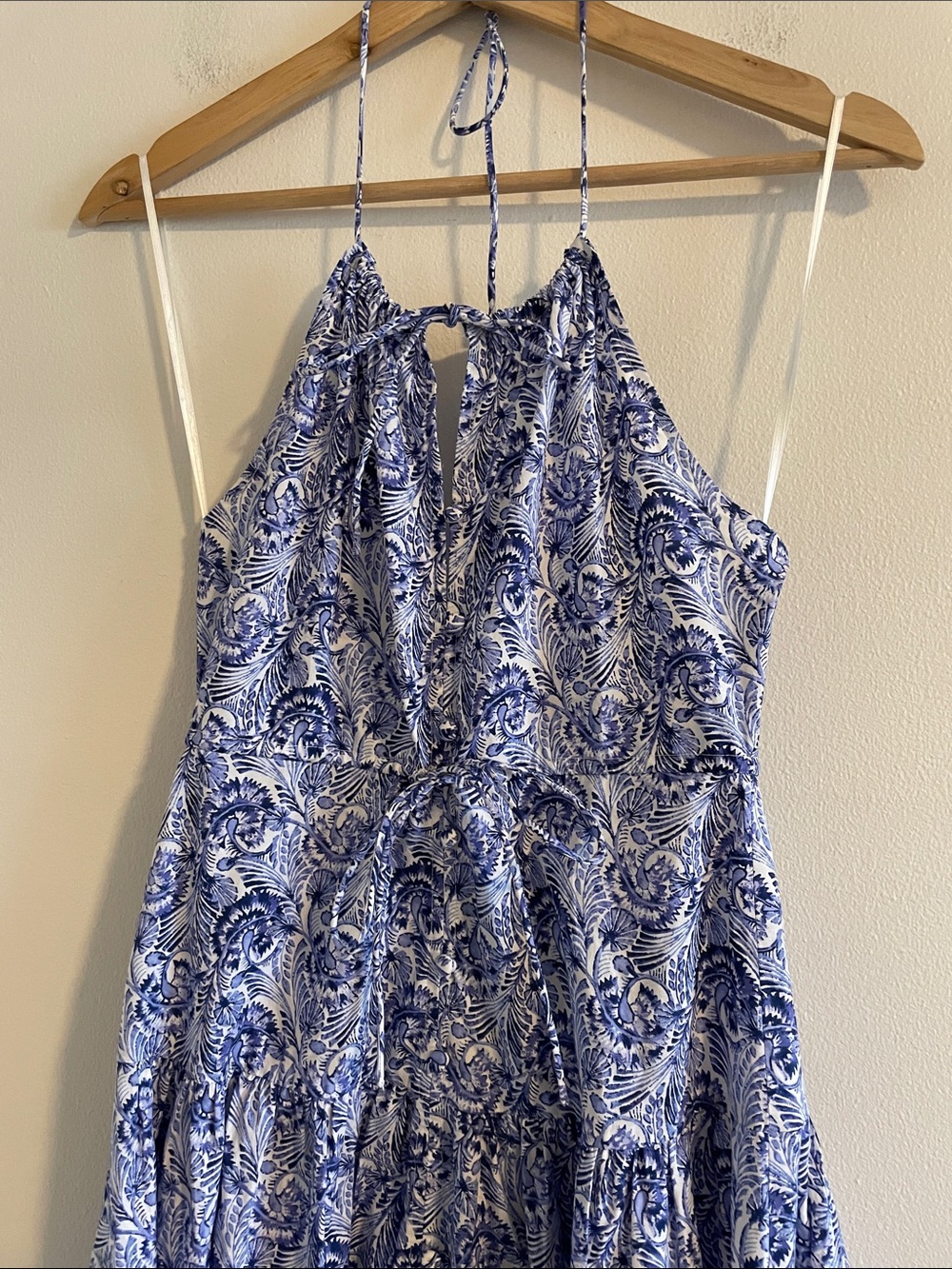 J. Crew Collection Anguilla Halter Dress Women’s Size 0 Dandelion Swirl Blue NWT - Picture 4 of 11